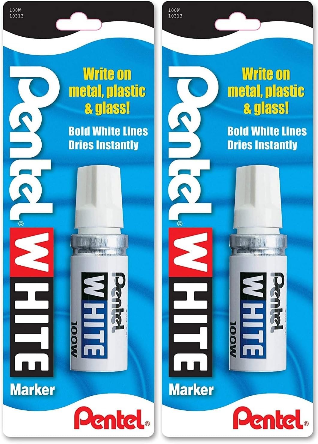 Pentel Felt Tip White Marker, Broad Point- Pack Of 2