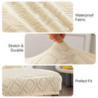 Genina Waterproof Chair Covers For Dining Room, Stretch Jacquard Dining Chair Slipcovers Removable Washable Chair Protector For Kitchen, Parsons (Jacquard-Beige, 2 Pcs)