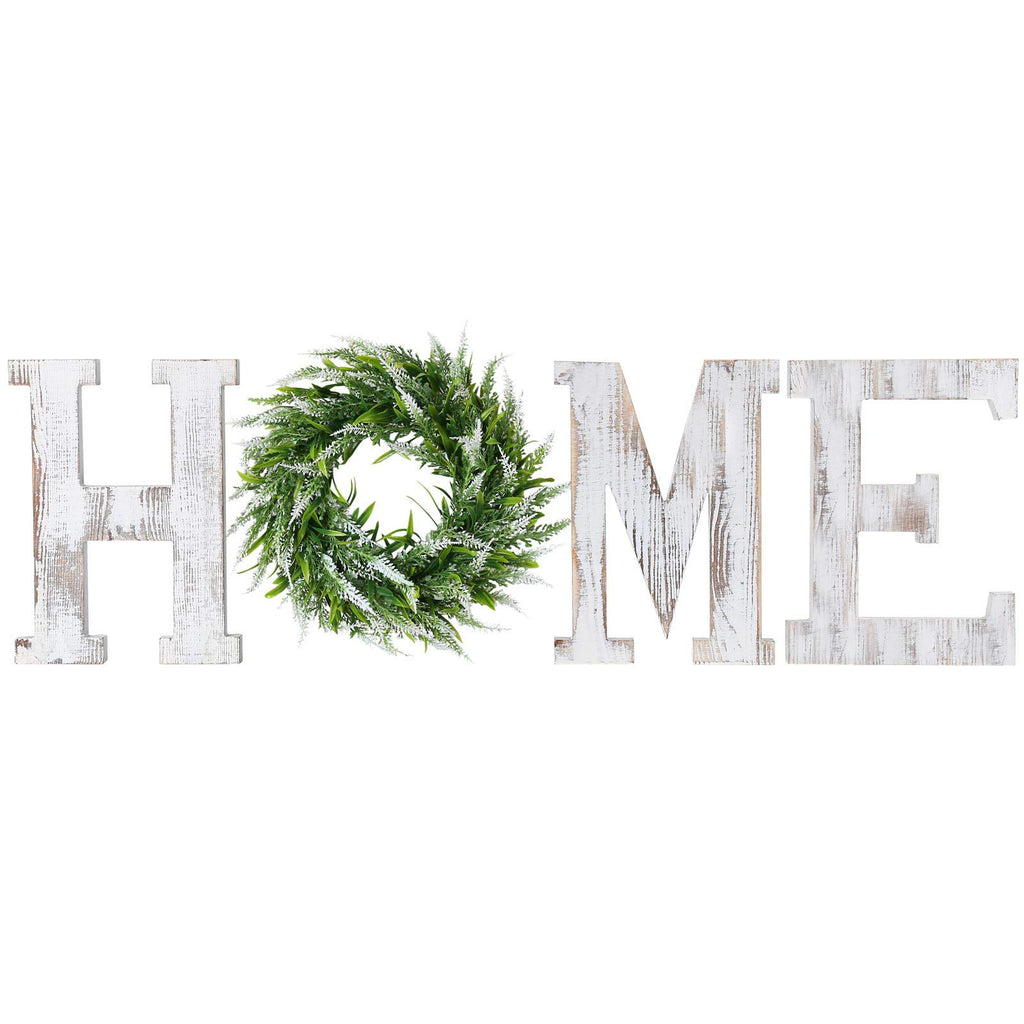 LOSOUR Home Letters with Wreath-Farmhouse Decor for The Home Clearance Wood Letters-Decorative Home Sign for Living Room Decor, 