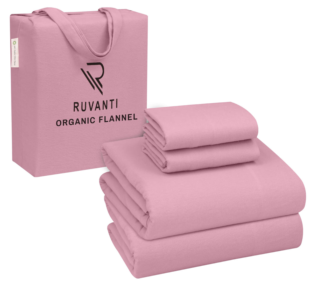 Ruvanti Organic Flannel Sheets California King Size - 100% Cotton Double Brushed Bed Sheet Set - Deep Pocket 14 Inches - All Sea