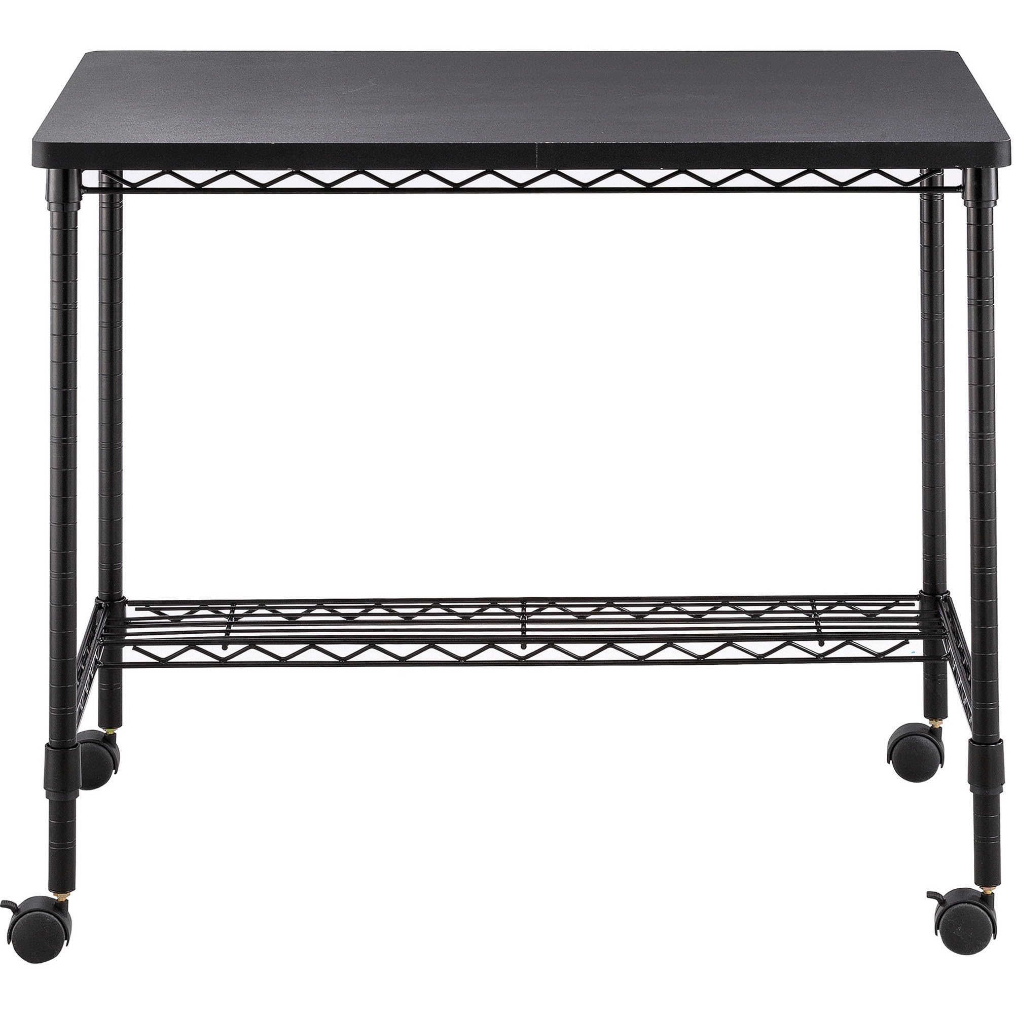 Safco Products 5203BL Mobile Home Office, Kitchen & Garage Wire Desk, Steel Frame, Multi-Use Melamine Top, Wheeled or Stationary Base, Great for Apartments and Dorms, Black