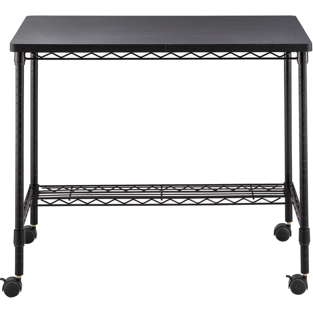 Safco Products 5203BL Mobile Home Office, Kitchen & Garage Wire Desk, Steel Frame, Multi-Use Melamine Top, Wheeled or Stationary Base, Great for Apartments and Dorms, Black