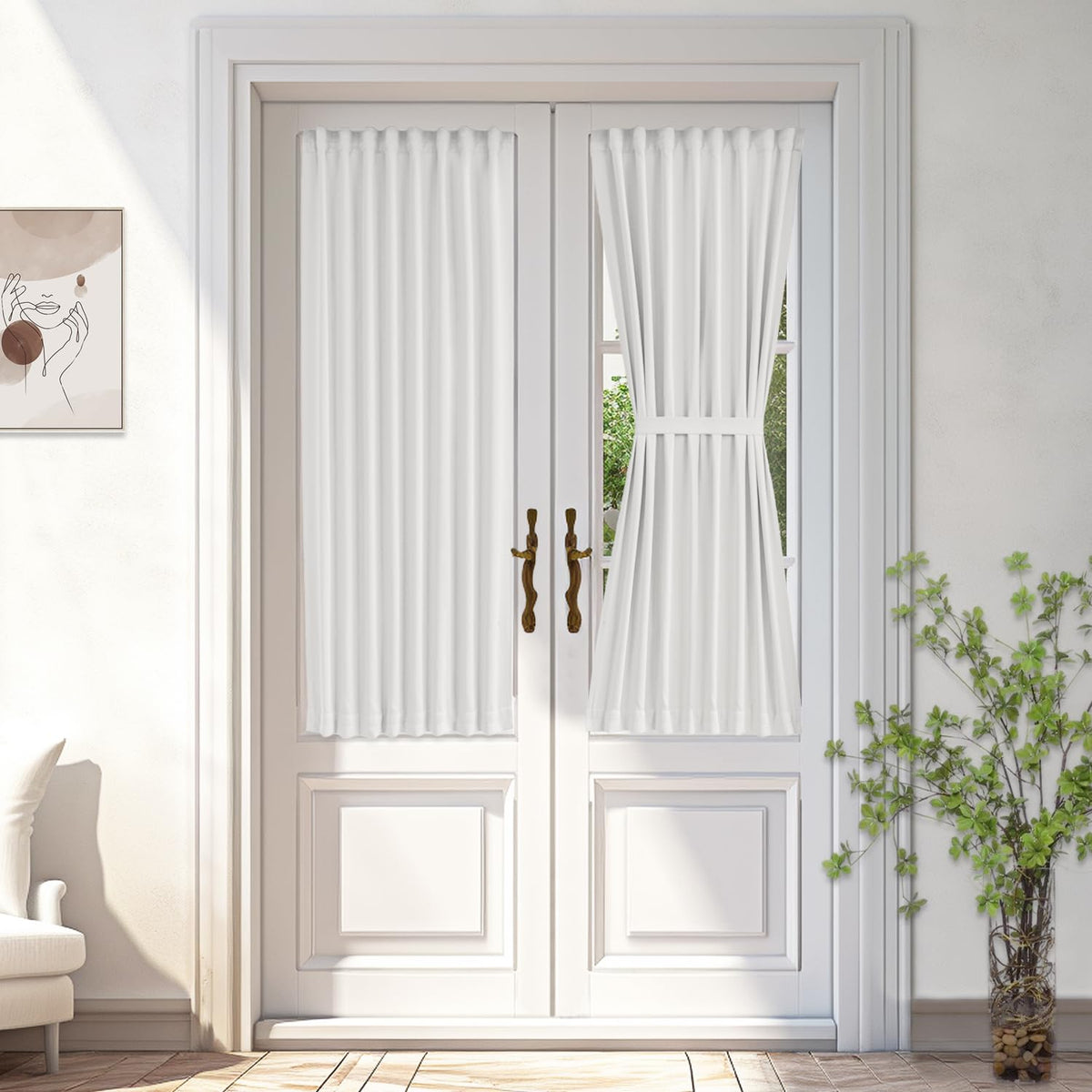 Vatge French Door Curtain - Adjustable Rod Pocket Light Filtering Window Treatment for Sliding Glass Doors, 1 Panel, W25 x L54, 