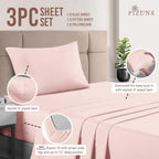 Pizuna Pure 100% Cotton Sheets Twin Size, Luxurious 400 Thread Count Long Staple Cotton Sateen Sheets Twin With 15'' Deep Pocket