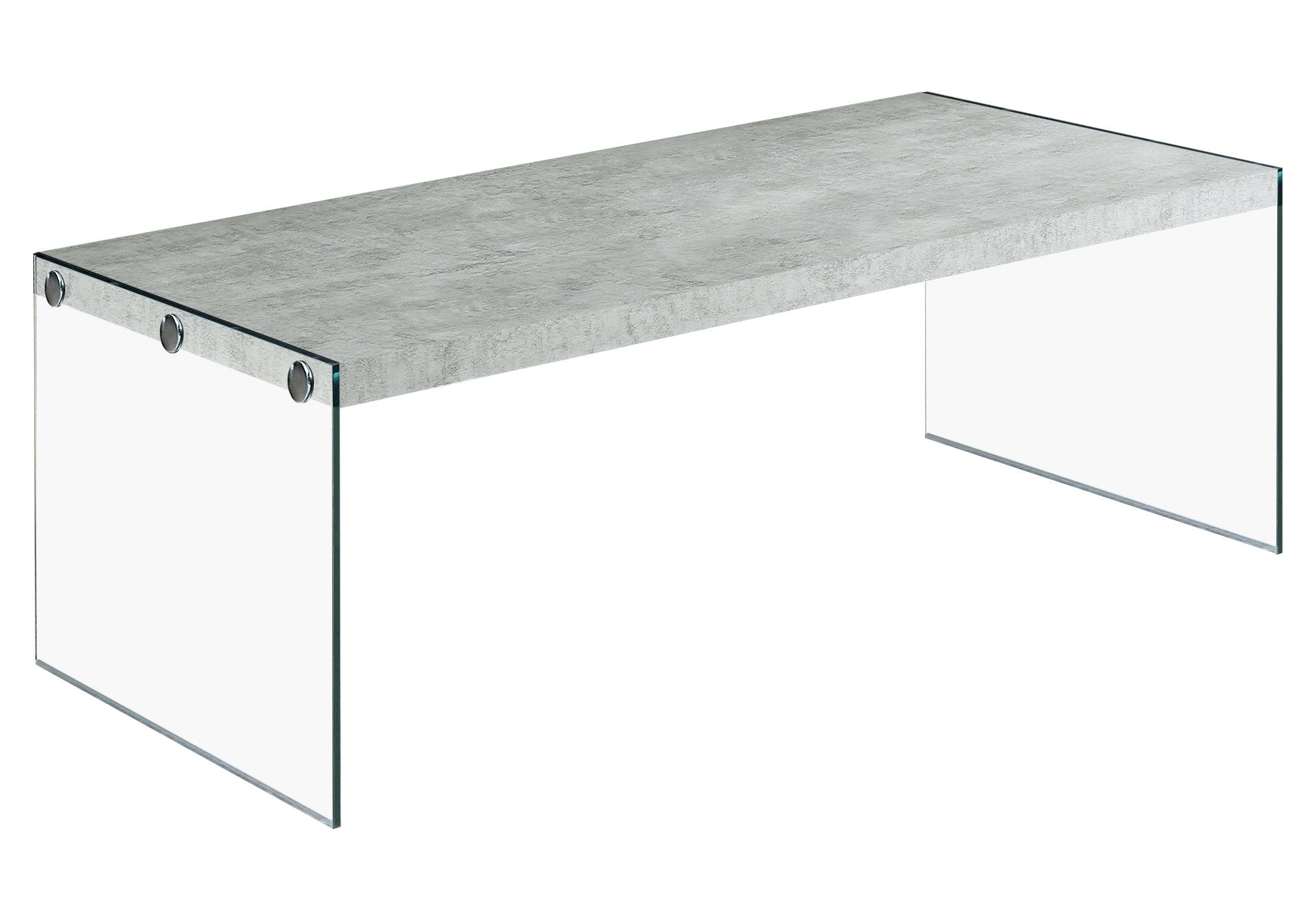 Monarch Specialties , Coffee Table, Tempered Glass, Grey Cement, 44&quot;L