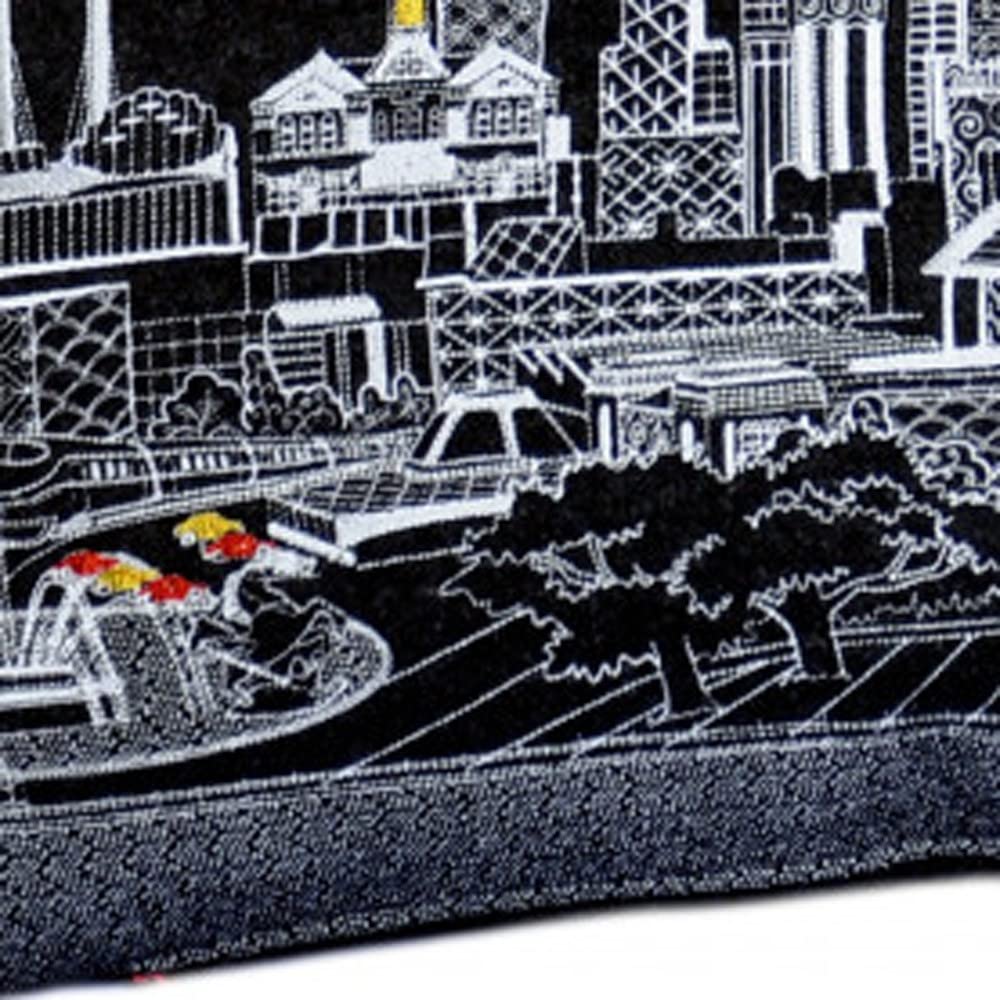 HomeRoots Grey 35' Black Kansas City Nighttime Skyline Lumbar Decorative Pillow