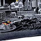 HomeRoots Grey 35' Black Kansas City Nighttime Skyline Lumbar Decorative Pillow