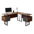 Techni Mobili Reversible L Shaped Desk with File Cabinet and Drawers 59    W - Modern Versatile L Shaped Office Desk with Drawer