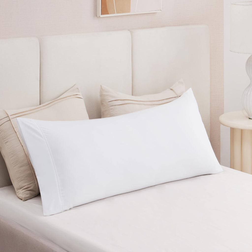 Bedsure Body Pillow Case Cover - White Polyester Microfiber Long Pillow Cases, Ultra Soft And Cozy Body Pillowcase With Envelope Closure, 1 Pack, 20X54 Inches