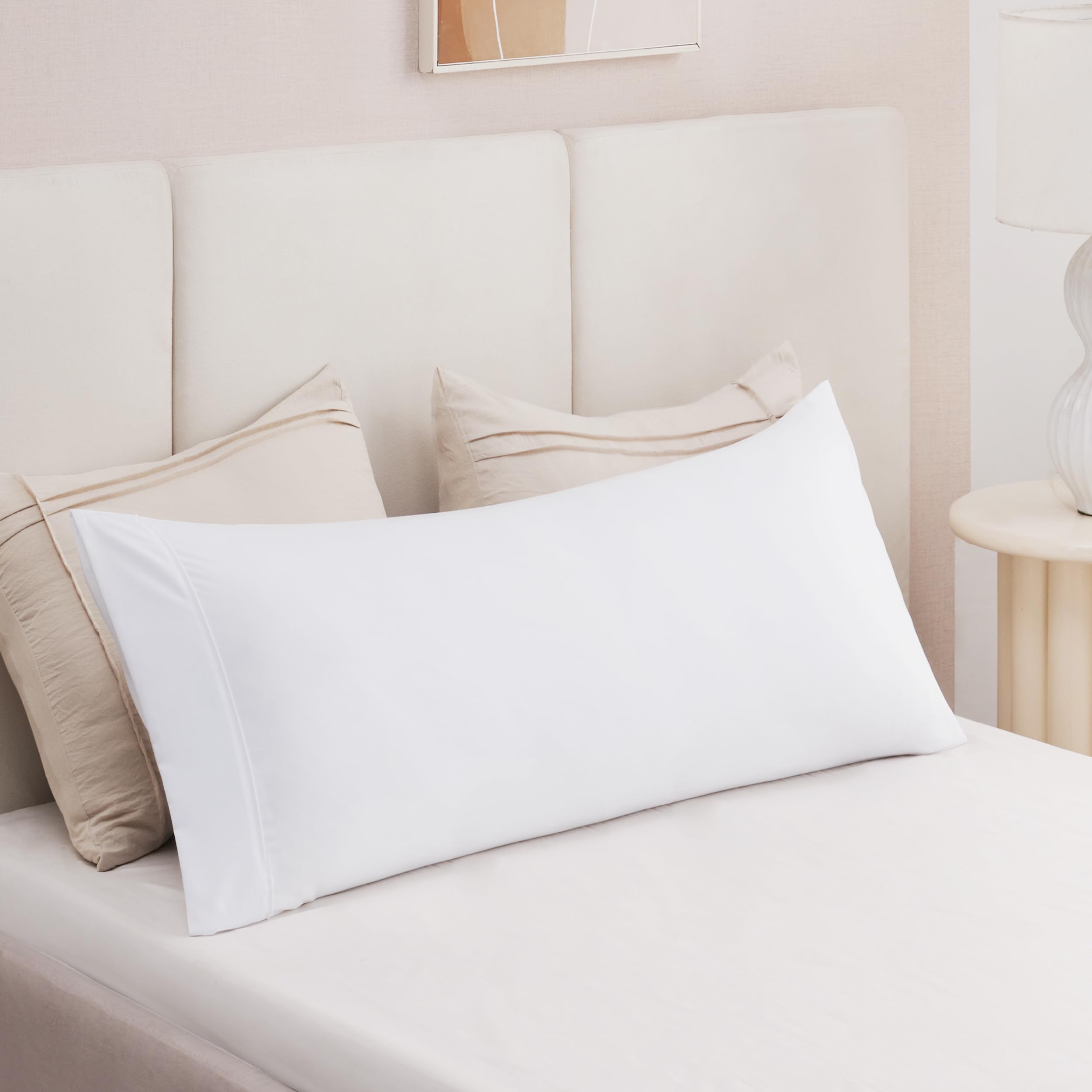 Bedsure Body Pillow Case Cover - White Polyester Microfiber Long Pillow Cases, Ultra Soft And Cozy Body Pillowcase With Envelope Closure, 1 Pack, 20X54 Inches