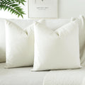 Otostar Pack Of 2 Velvet Soft Decorative Throw Pillow Covers 18 X 18 Inch Solid Square Cushion Case Couch Home Decor Pillow Covers For Sofa Bedroom Living Room (Cream White)