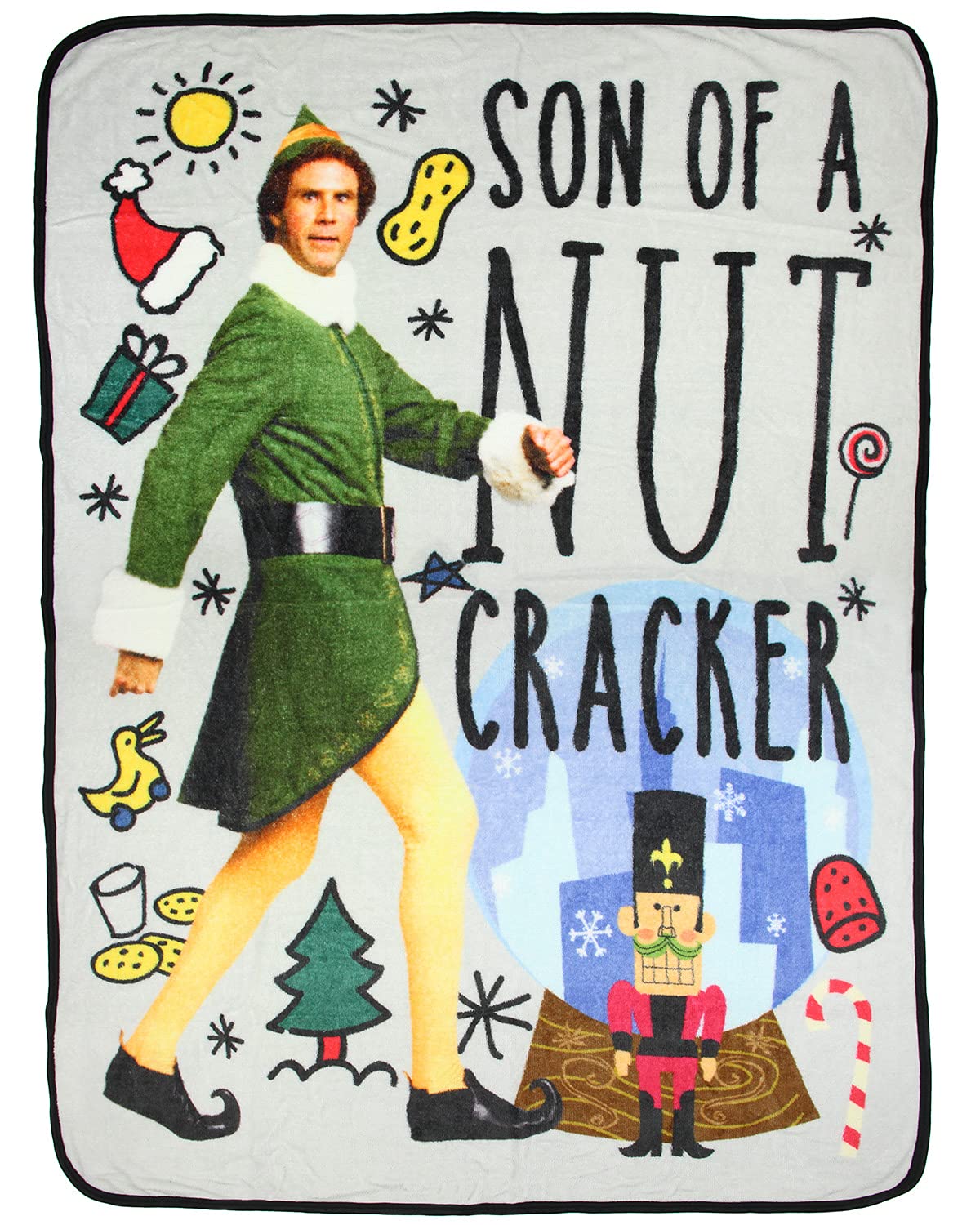 NORTHWEST Elf Movie Son of A Nutcracker Buddy The Elf Micro Raschel Throw Blanket 46x60 (116cm x 152cm)