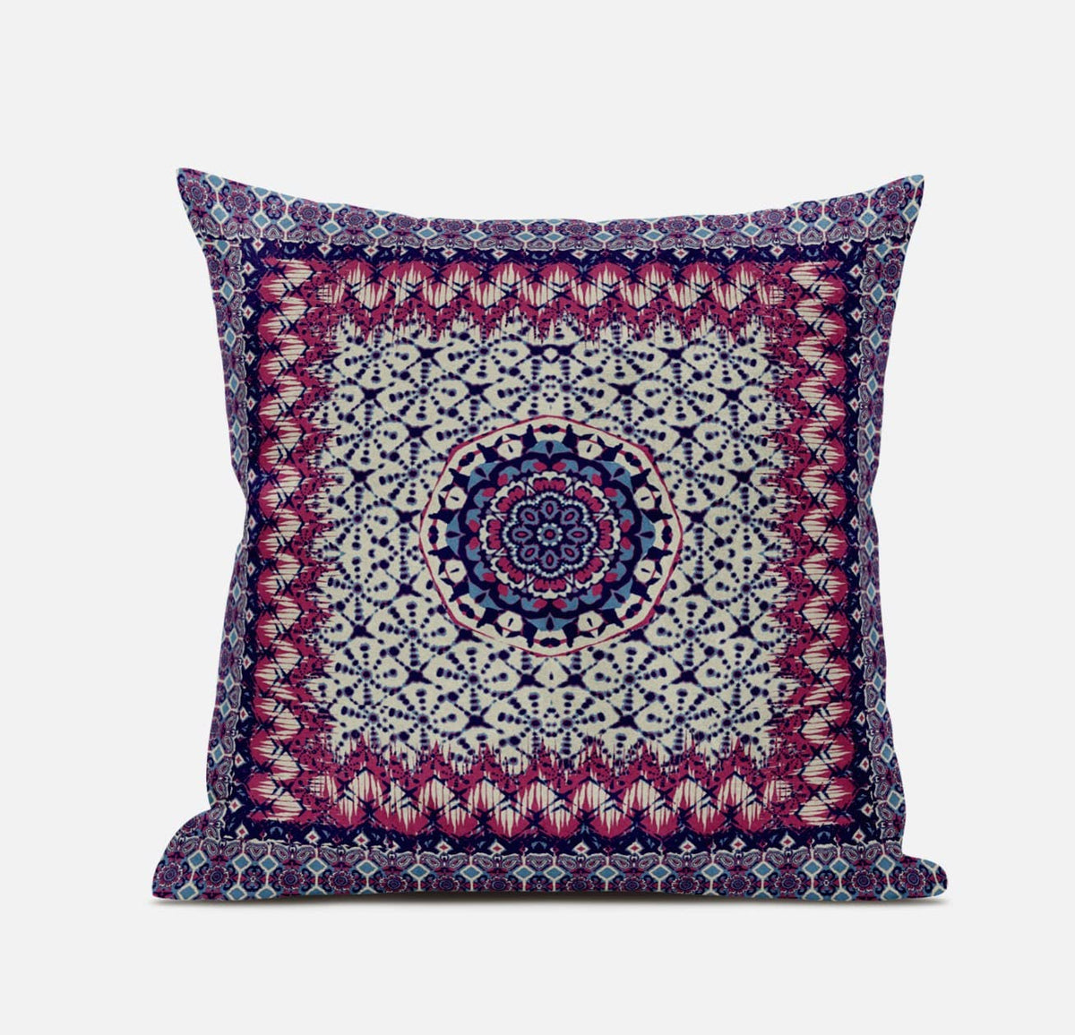 HomeRoots Dark Green Grey 18â€ Magenta Indigo Holy Floral Zippered Suede Throw Pillow