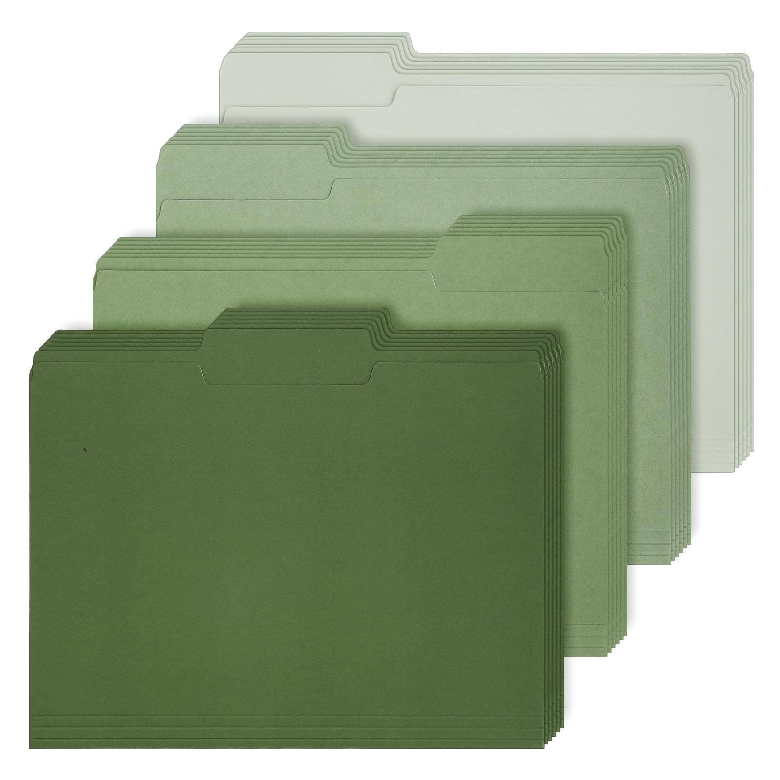 Whaline 24 Pack Sage Green File Folders Letter Size 4 Colors Gradient Green File Pockets With 1/3 Cut Tab For Home Office Classr