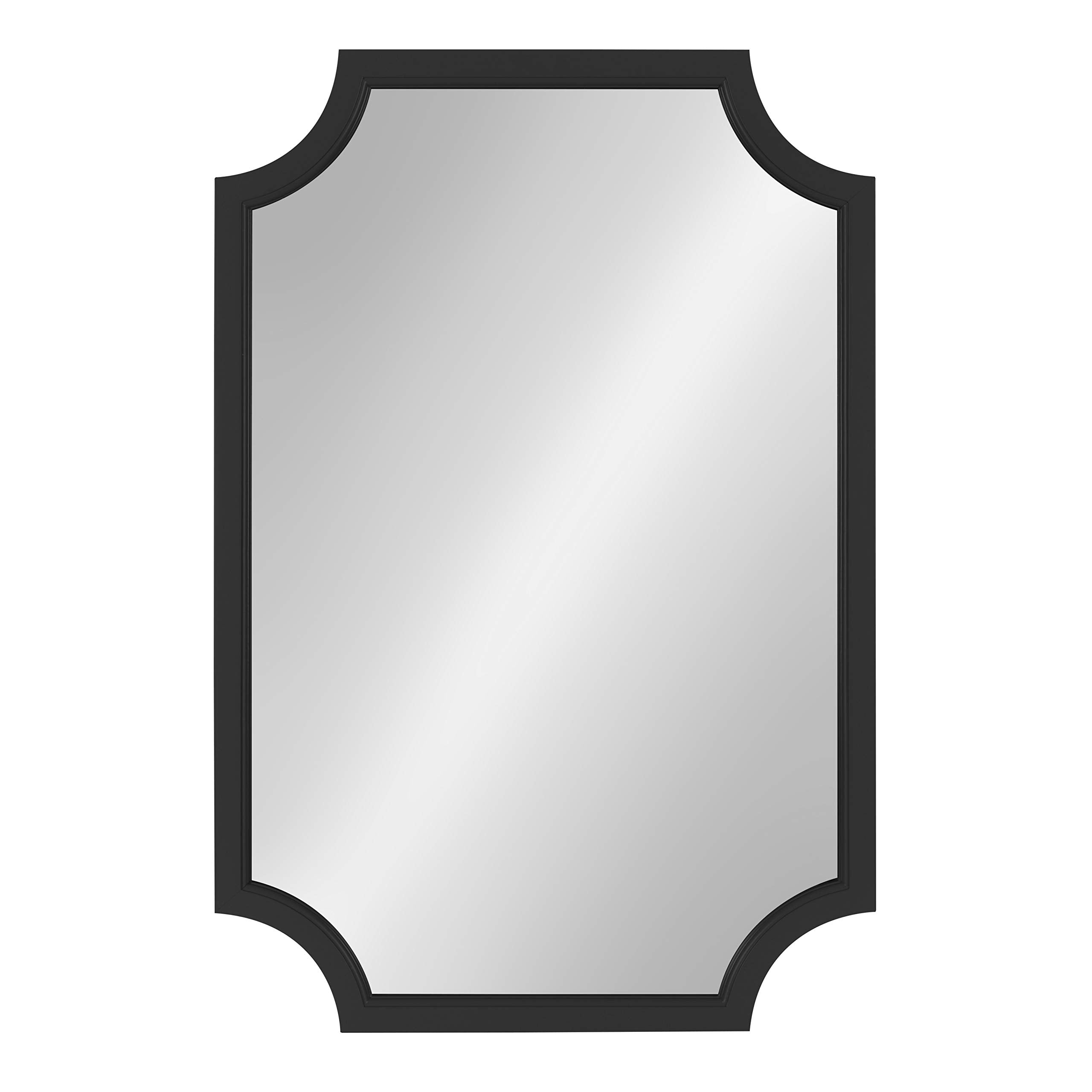 Kate and Laurel Hogan Wood Framed Mirror with Scallop Corners, 24 x 36, Black