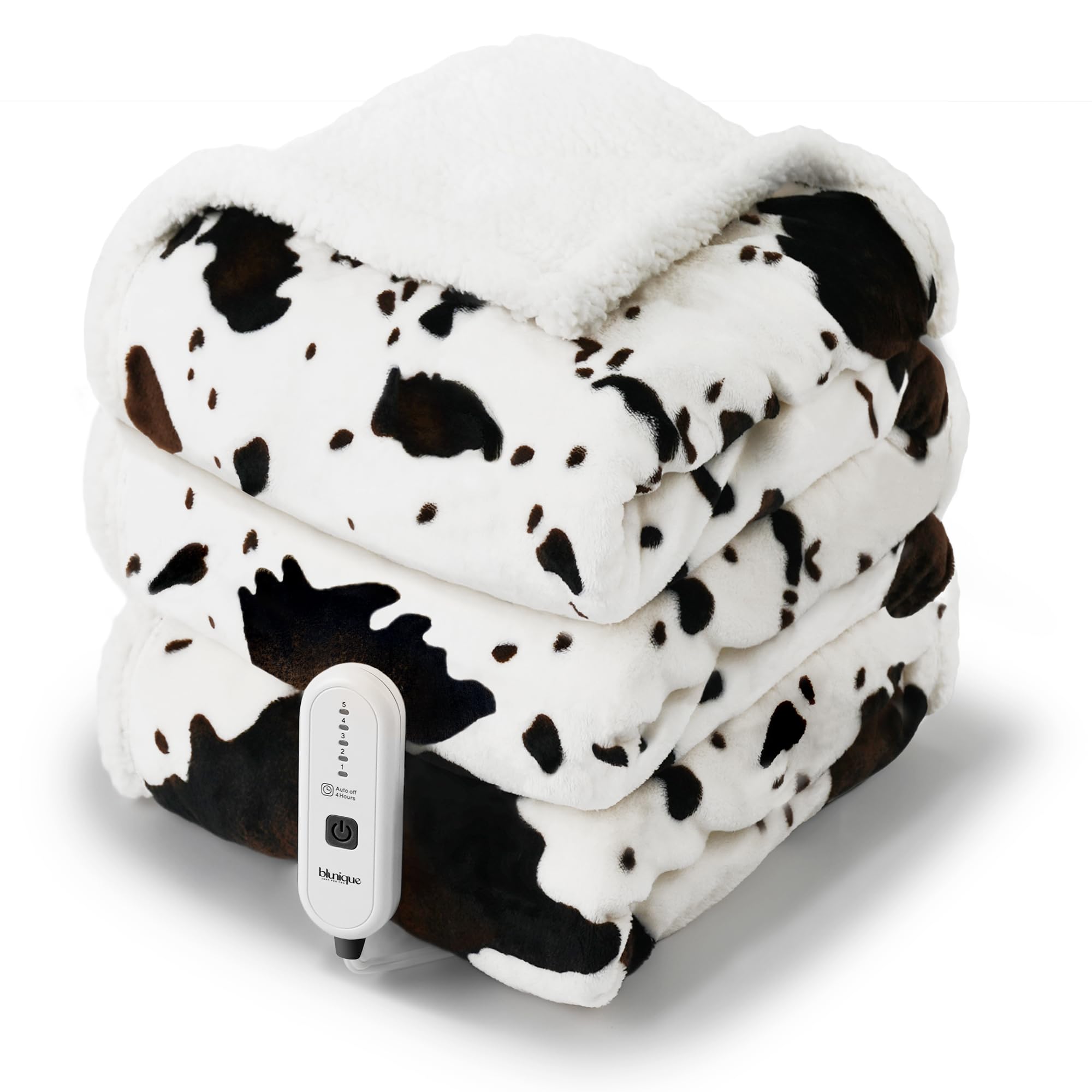 Blunique Heated Blanket Electric Blanket - Heating Blanket Twin With 5 Heat Levels & 10 Hours Auto-Off, Cozy Soft Fleece Sherpa
