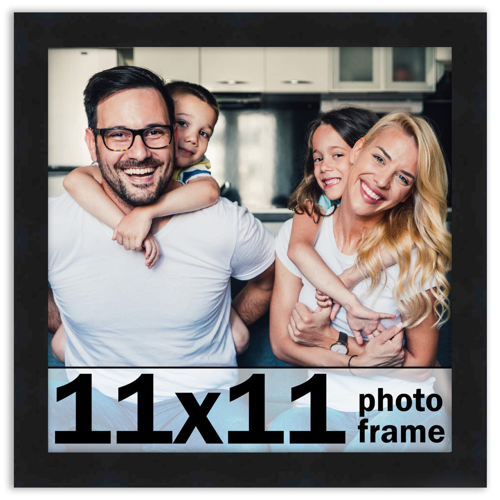 CountryArtHouse 11x11 Frame Black Solid Pine Wood Picture Frame Includes UV Acrylic Plexiglass, Acid Free Foam Backing Board and