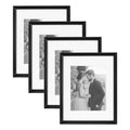 Kate and Laurel Adlynn Rectangle Picture Frame Set of 4, 11 x 14 matted to 8 x 10, Black, Modern Glam Four-Piece Frame Set for G