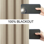 Lemomo 100% Blackout Curtains 52 X 72 Inch/Beige Curtains 2 Panels With Black Lining Room Darkening Thermal Insulated Bedroom Cu