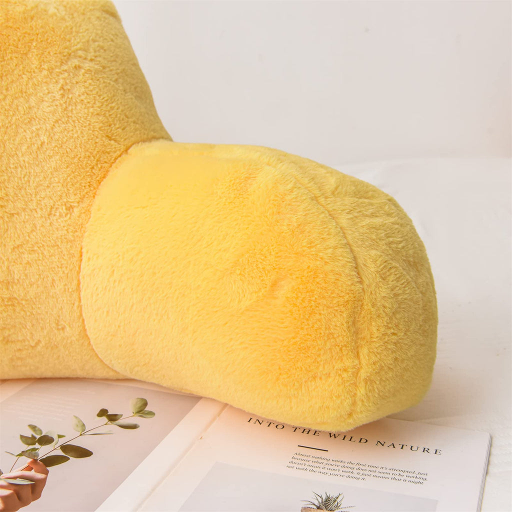 A Nice Night Faux Fur Reading Pillow Bed Wedge Large Adult Children Backrest With Arms Back Support For Sitting Up In Bed/Couch