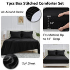 Cozylux Full Size Comforter Sets - 7 Pieces Bed In A Bag Set Black Full, Complete Bedding Sets Bed Set For All Season With Comforter, Flat Sheets, Fitted Sheet, Pillowcases & Shams