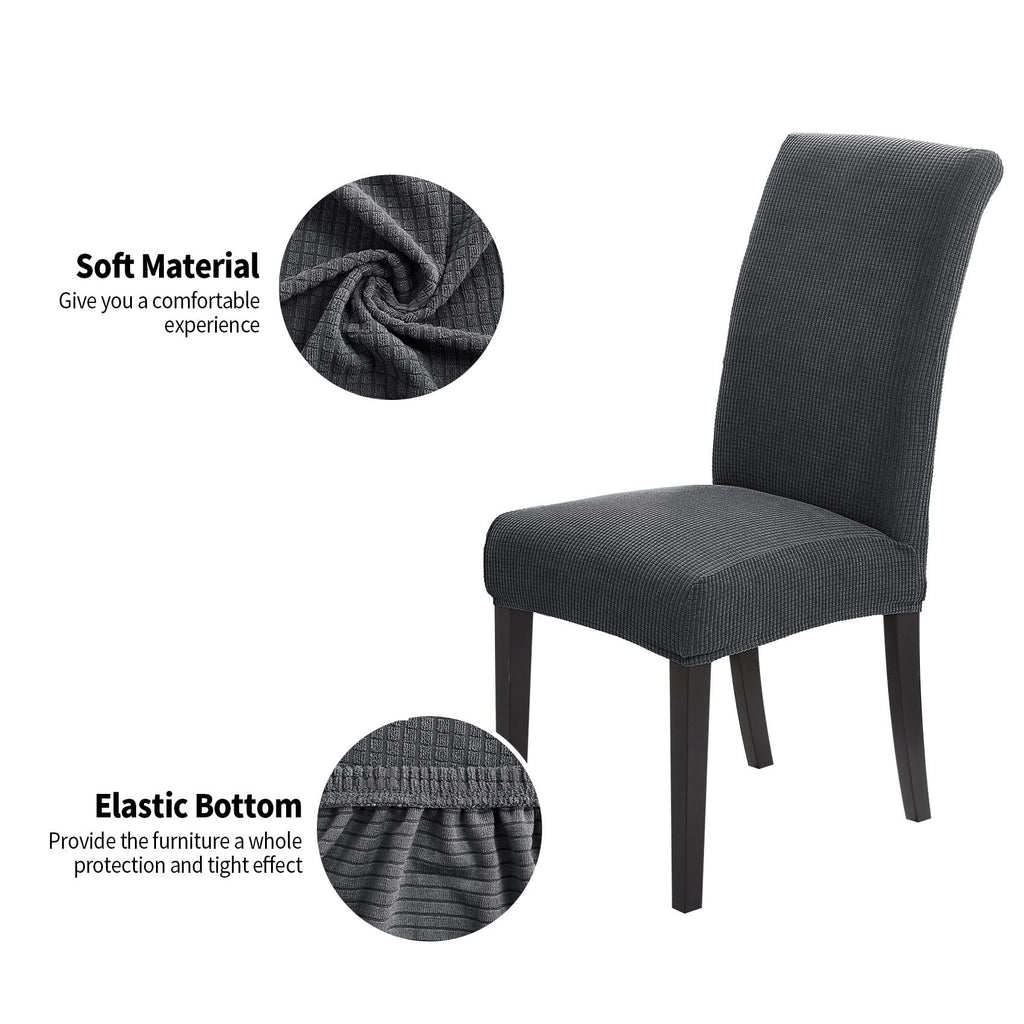 Joccun Chair Covers For Dining Room Set Of 2,Water Repellent Dining Chair Slipcover Stretch Dining Room Chair Covers Seat Protector,Washable Parsons Chair Cover For Home,Banquet(Dark Gray,2 Pack)