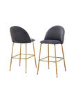 Best Quality Furniture Upholstered Barstool, Set Of 2, Dark Gray/Gold