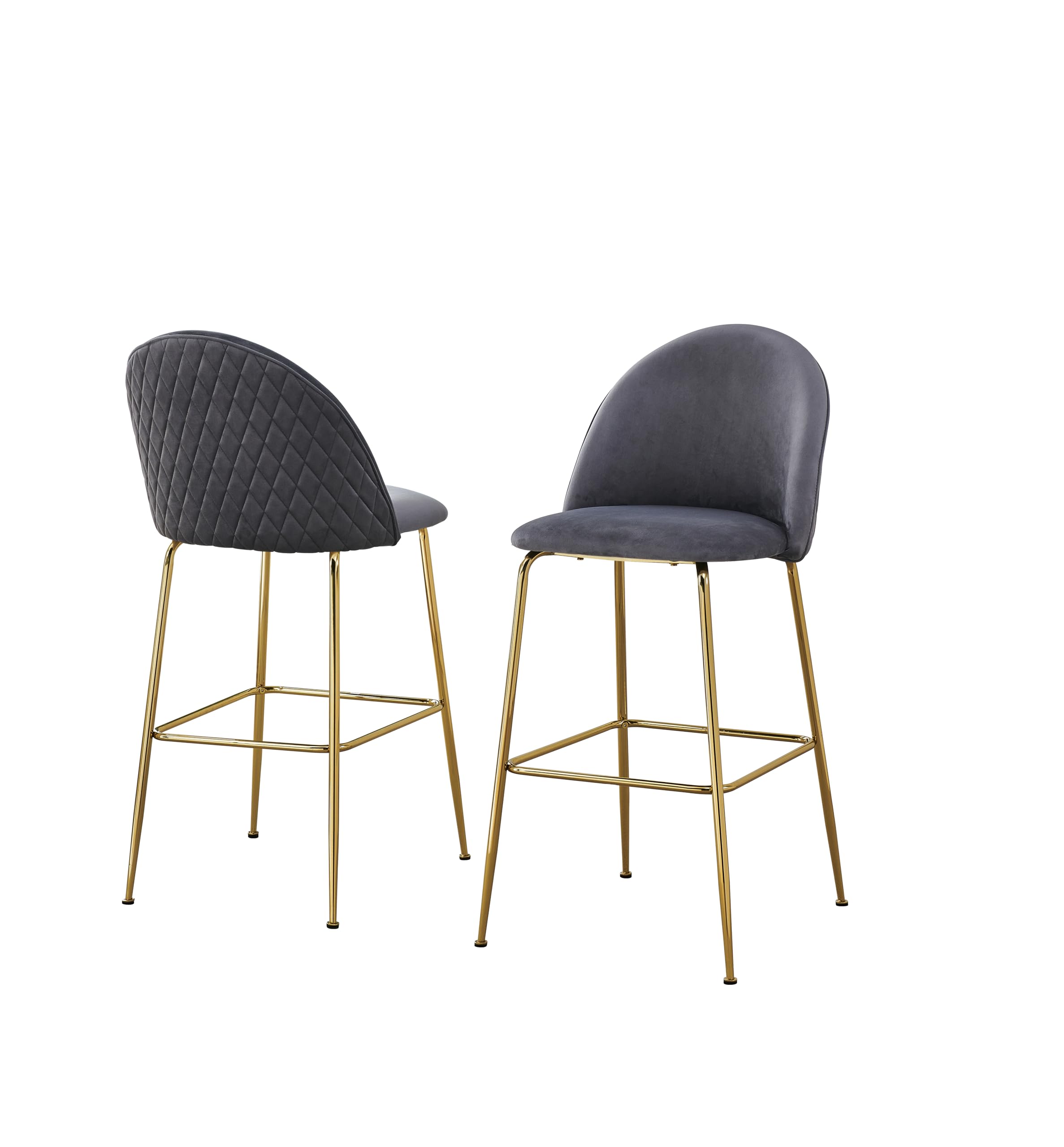 Best Quality Furniture Upholstered Barstool, Set Of 2, Dark Gray/Gold