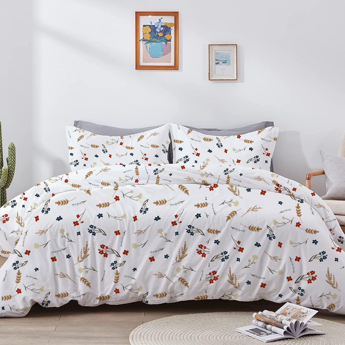 Ebeddy Linens Luxury Printed Duvet Cover Set Super King 108X98 Size Egyptian Cotton Luxury Soft & Breathable Duvet Cover With Zi