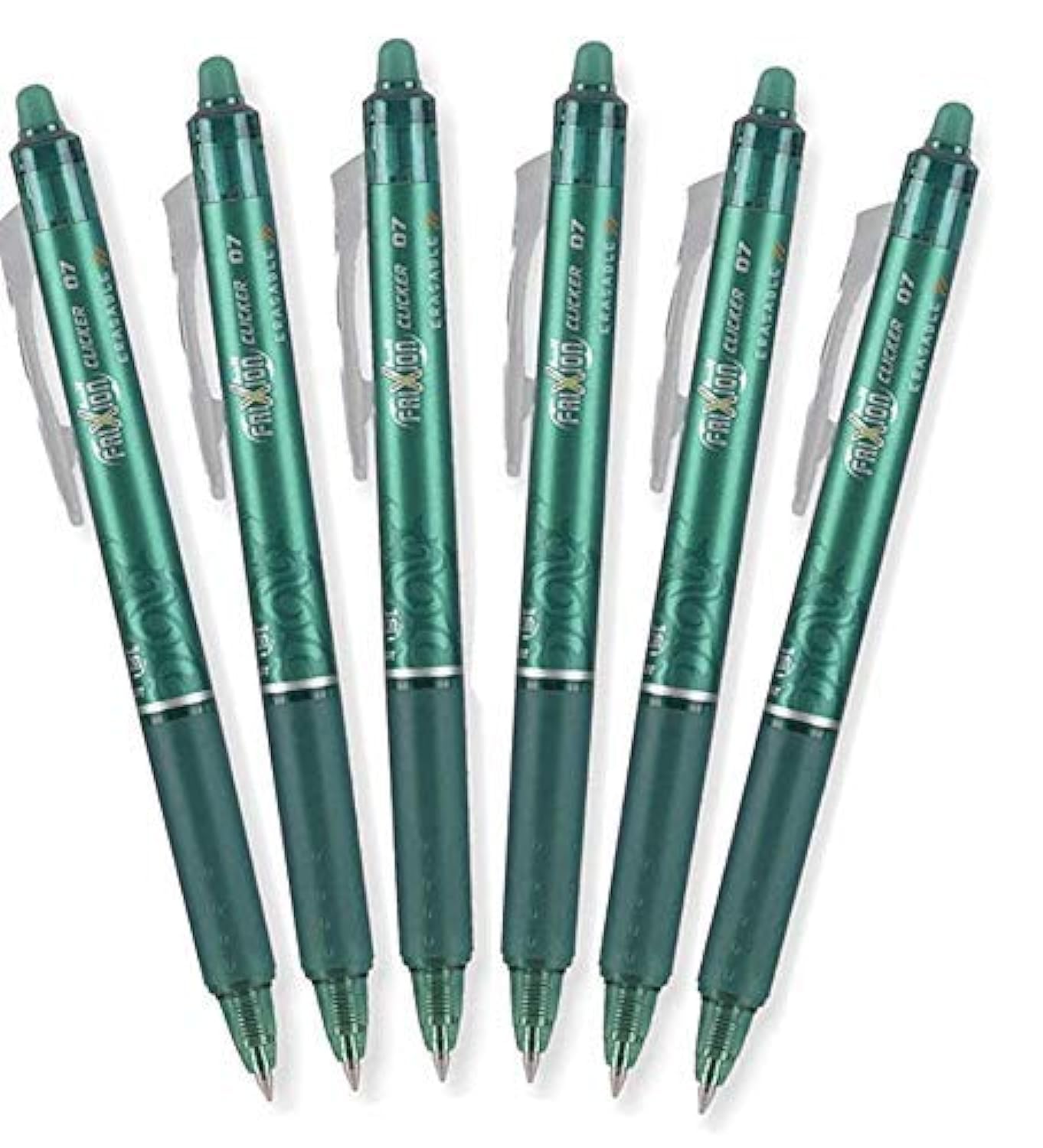 Pilot Frixion Clicker 0.7Mm, Erasable Gel Pens, Fine Point, Green Ink, Pack Of 6