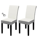 Easy-Going 100% Waterproof Dining Room Chair Cover Set Of 2, Stretch Jacquard Parson Chair Slipcover Removable Washable Chair Protector For Home, Restaurant, Banquet (Xlarge, Cream/Light Gray)