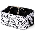 Wonderjune Valentines Day Storage Basket Canvas Fabric Organizer Bin with Drawstring Closure and Handles Heart Gift Basket for 