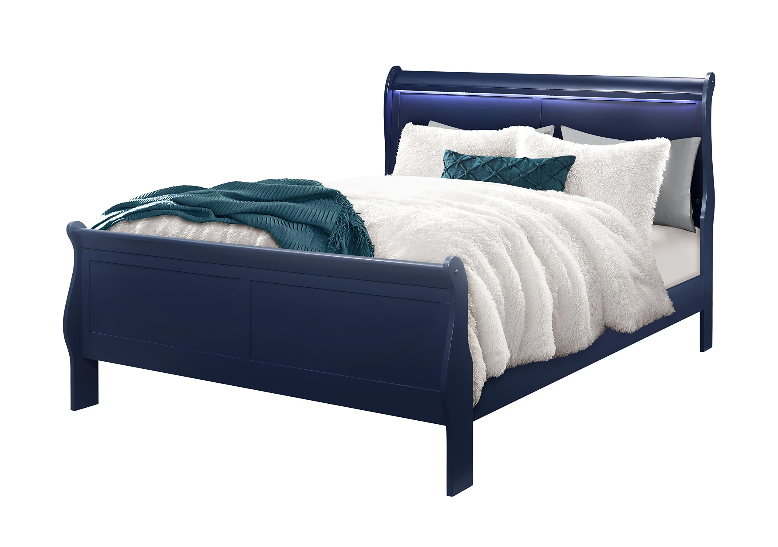 Global Furniture Usa Charlie Blue Queen Bed