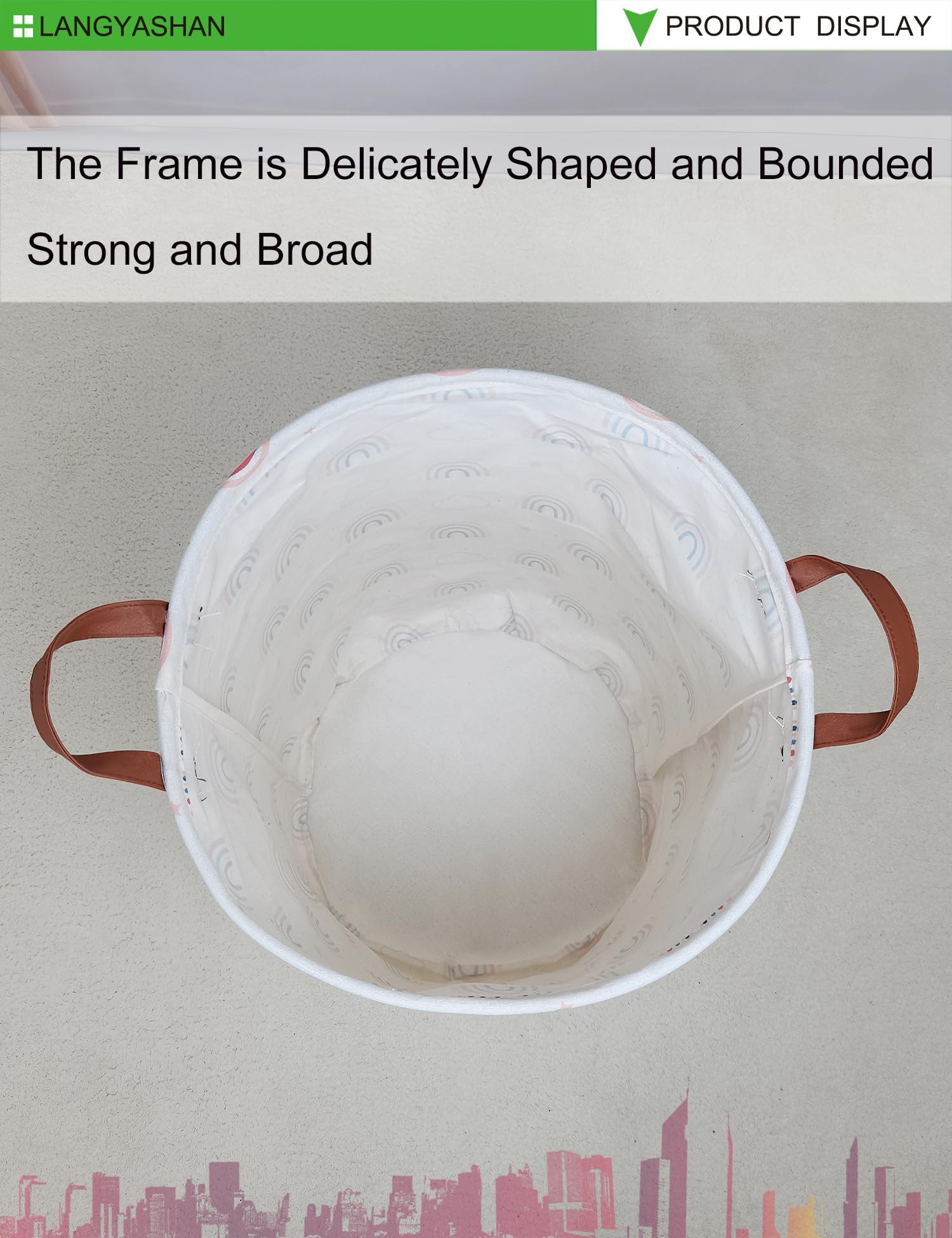 Langyashan Laundry Basket Canvas Fabric Collapsible Organizer Basket For Storage Bin Toy Bins Gift Baskets Bedroom Clothes Child