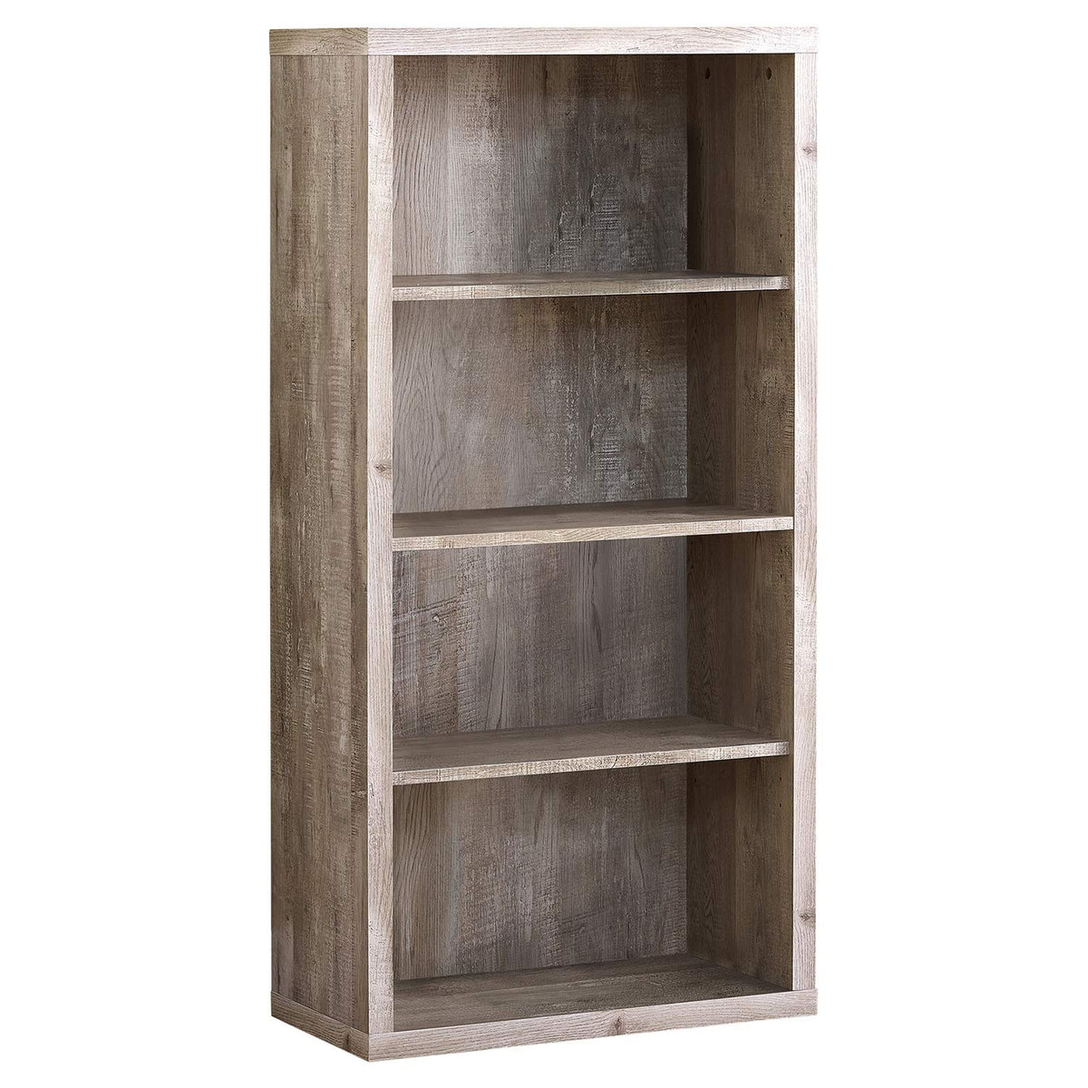 Monarch Specialties Bookcase - Sturdy Etagere with 3 Adjustable Book Shelves - 48”H (Taupe)