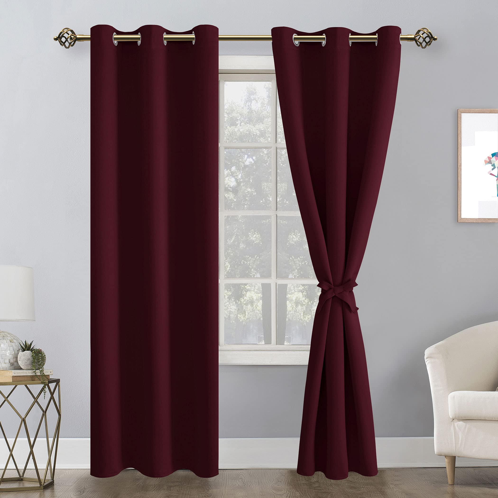 Hiasan Blackout Curtains For Bedroom, 38 X 84 Inches Long - Thermal Insulated & Light Blocking Window Curtains For Living Room C