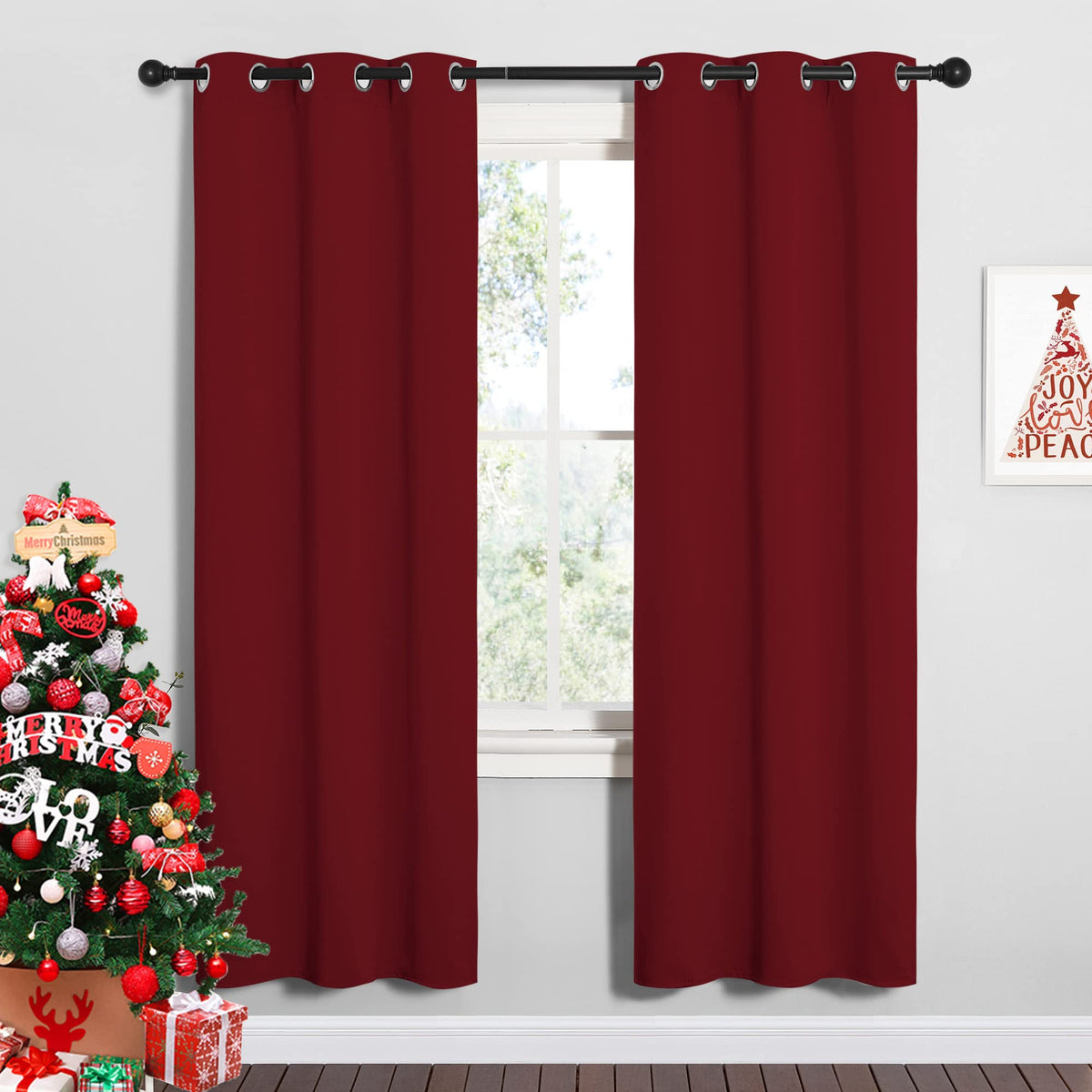 Nicetown Christmas Window Curtains Blackout Drapes, Thermal Insulated Christmas Decorative Blackout Curtains/Draperies For Laund