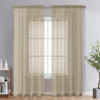 Ovzme Taupe Sheer Curtains 84 Inches Long 2 Panels - Soft Light Filtering Window Sheer Panels For Living Room/Bedroom, Top Dual