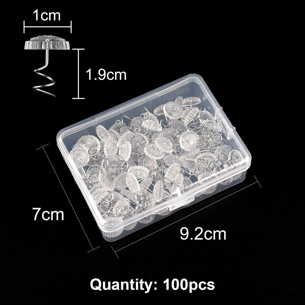 Kuuqa 100 Pieces Upholstery Twist Pins Clear Heads Bed Skirt Pins For Slipcovers And Bedskirts