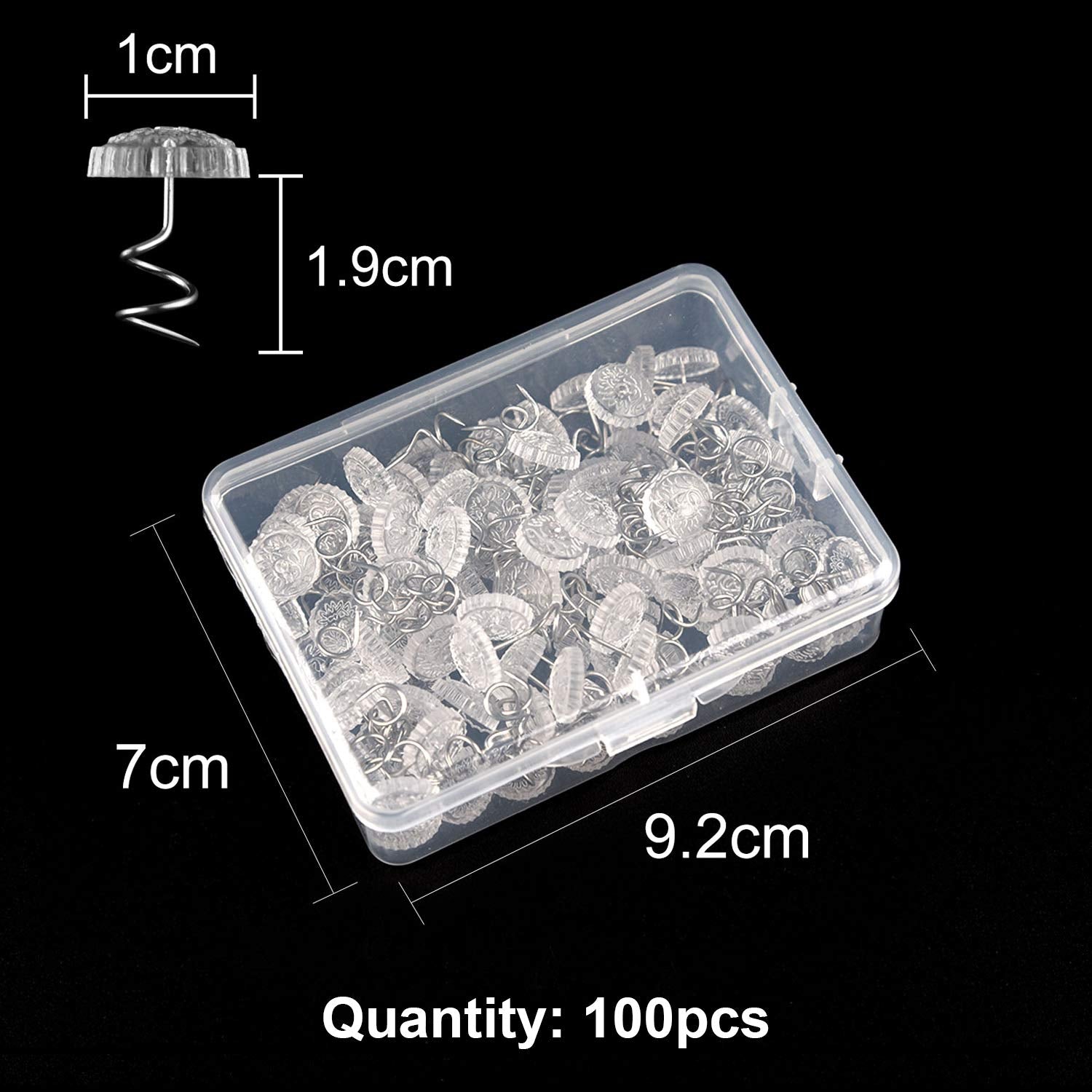Kuuqa 100 Pieces Upholstery Twist Pins Clear Heads Bed Skirt Pins For Slipcovers And Bedskirts