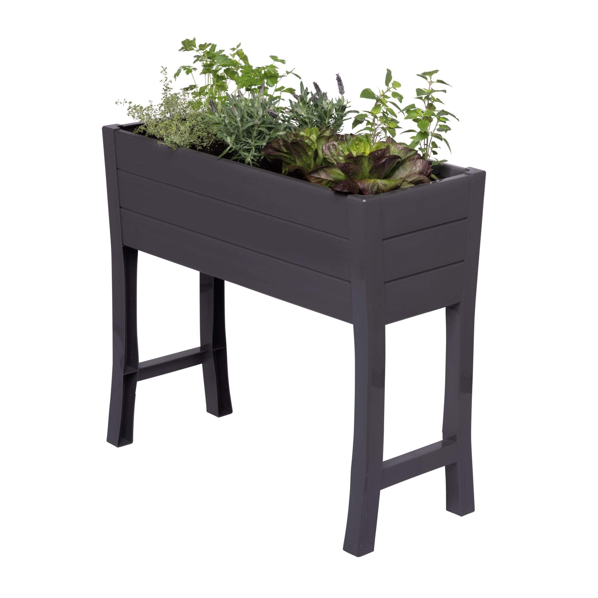 Nuvue Products 26021, 36' L X 15' W X 32' H, Polymer With Woodgrain Texture, Dark Gray Elevated Garden Box
