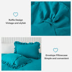 Andency Turquoise Comforter Set Twin Size, 2 Pieces Shabby Chic Ruffle Bed Comforter Set For Kids Boys Girls, All Season Soft Lightweight Solid Down Alternative Bedding Set