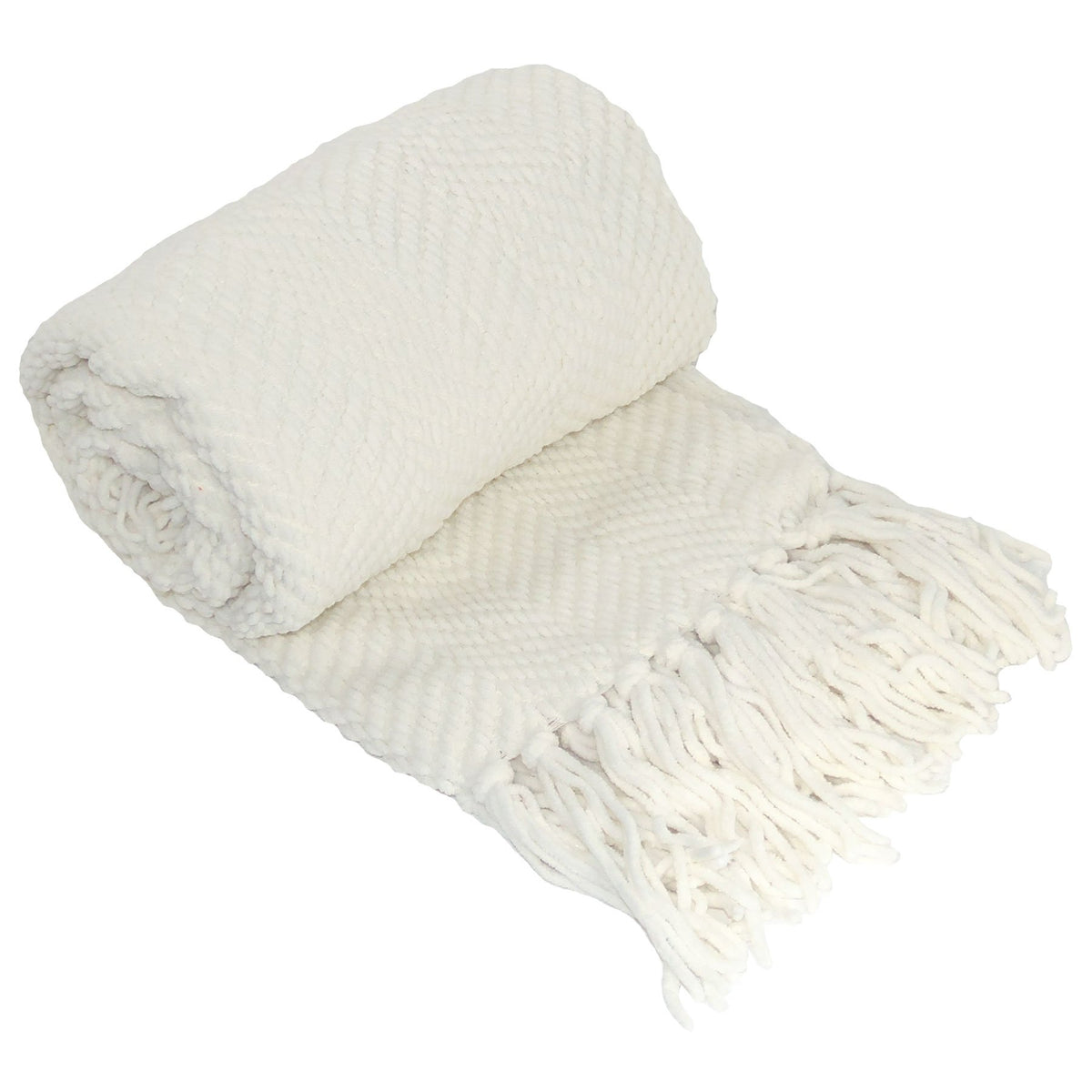 Home Soft Things White Throw Blanket Knitted Tweed Throw 60' X 80', Antique White, Super Soft Cozy Warm Comfortable Breathable
