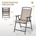 Crestlive Products Patio Folding Chairs Set Of 8, Outdoor Folding Chairs With Durable Rust-Resistant Frame And Breathable Textilene Material For Outside, Beige