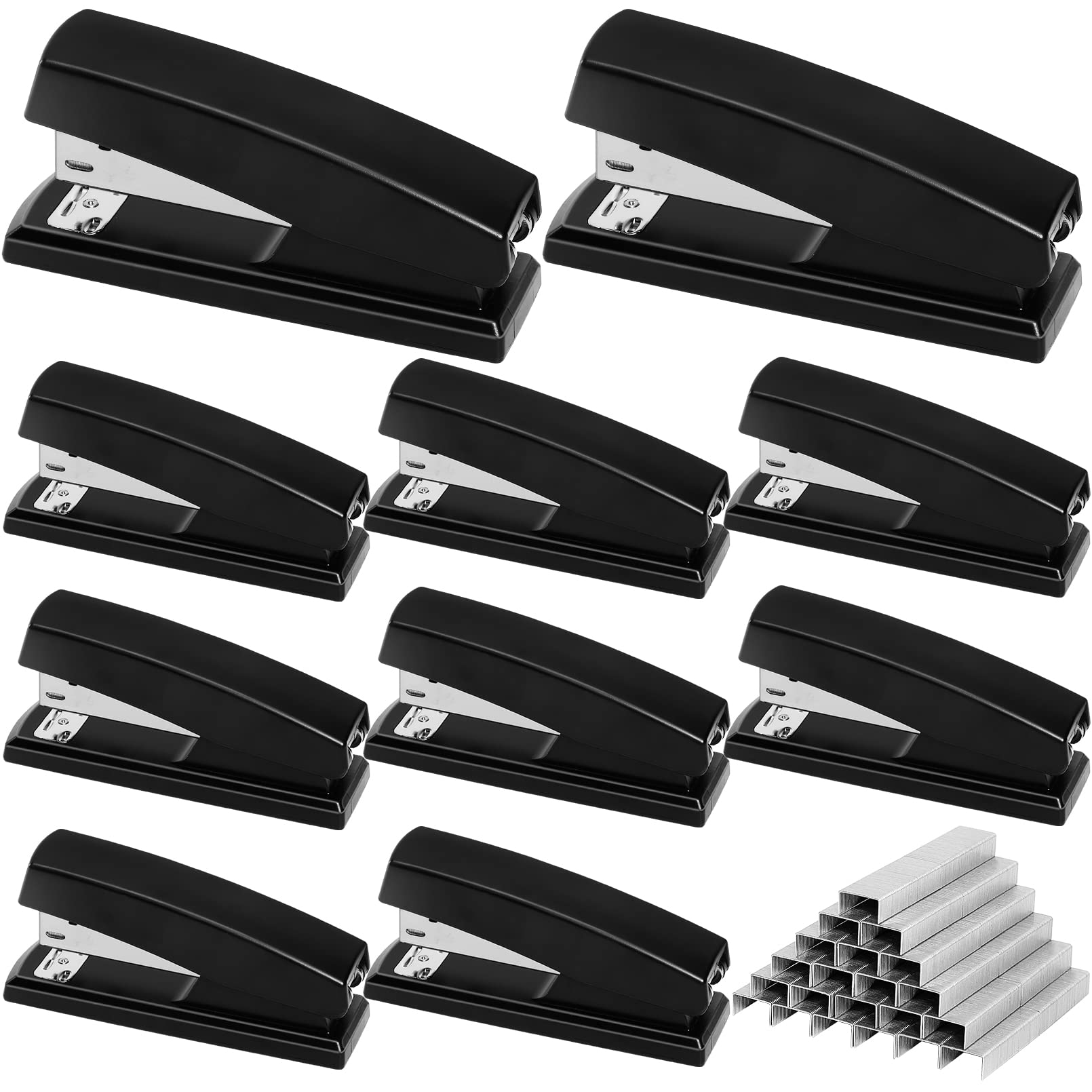 10 Pieces Stapler,Desktop Staplers Heavy Duty,25 Sheet Capacity Staplers With 6000 Standard Staples,Black Office Stapler Standar