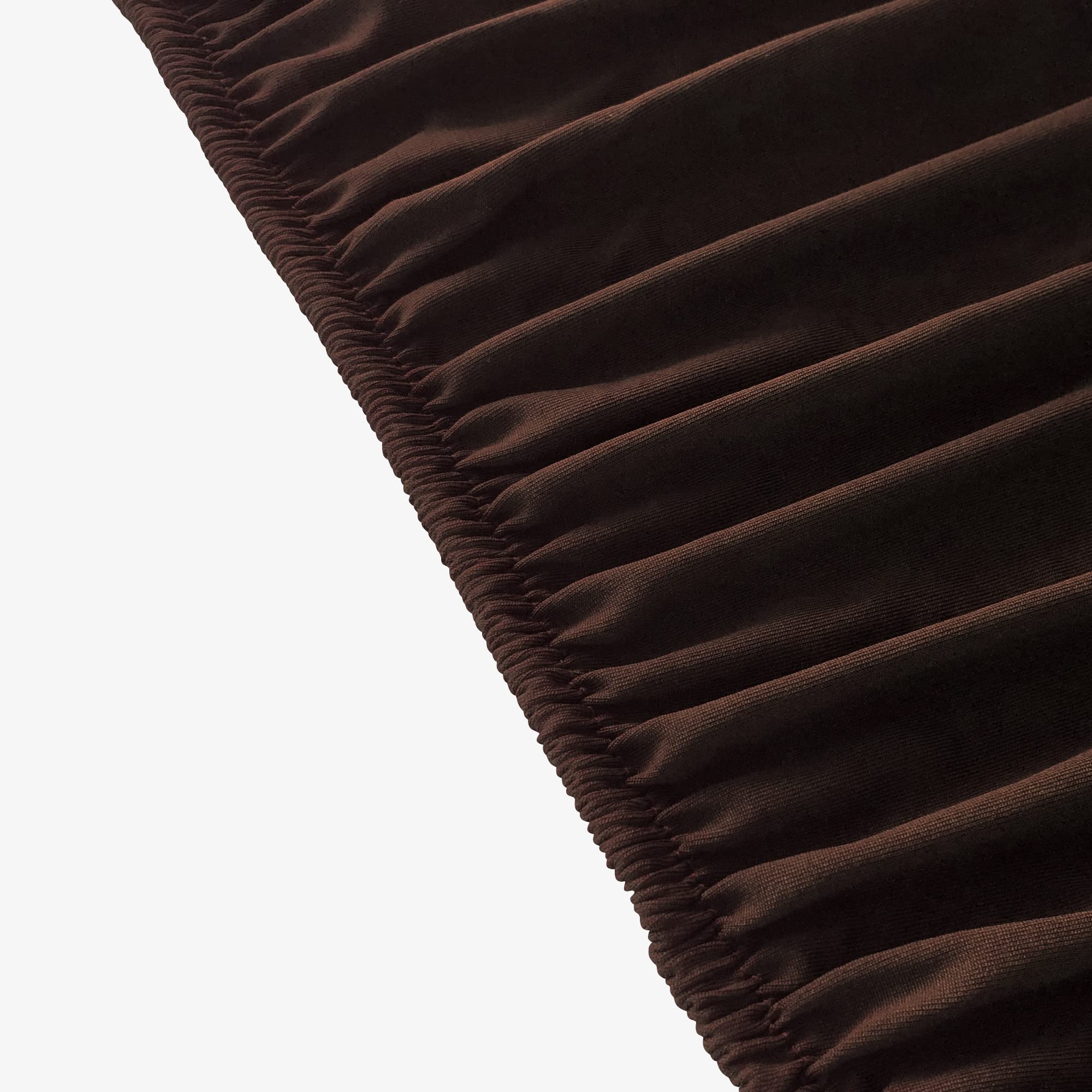 Newisher Round Fitted Table Cover Spandex Stretch Tablecloth Brown Table Top Cover With Elastic Edged For Dining Picnic Patio 48 Inch