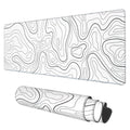 Desk Mat, White Topographic Contour Map Extended Gaming Mouse Pad Large, 31.5'X11.8' Big Mouse Pad With Non-Slip Base And Stit