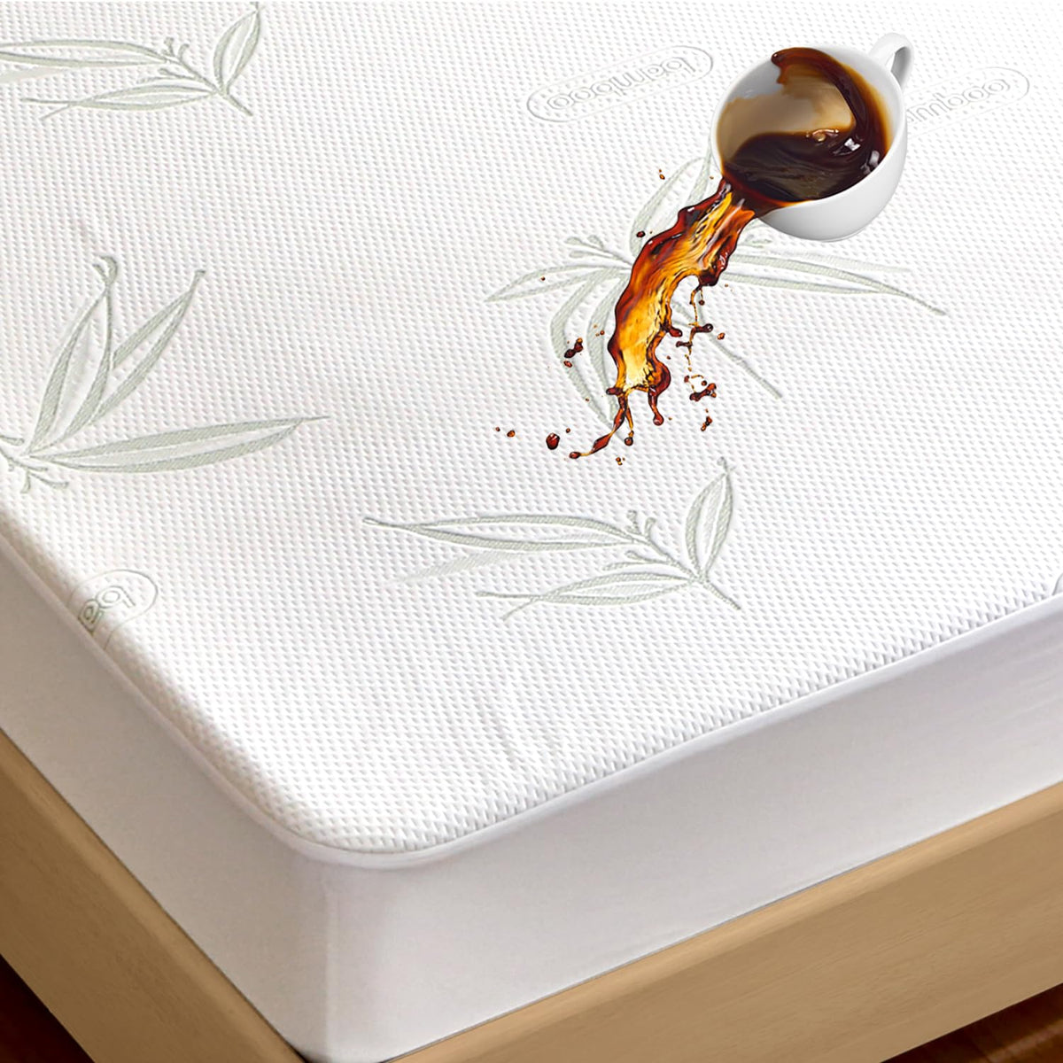 California King Waterproof Mattress Protector, Rayon Made From Bamboo Mattress Pad Cover New Pattern, Soft Breathable Cooling Ma
