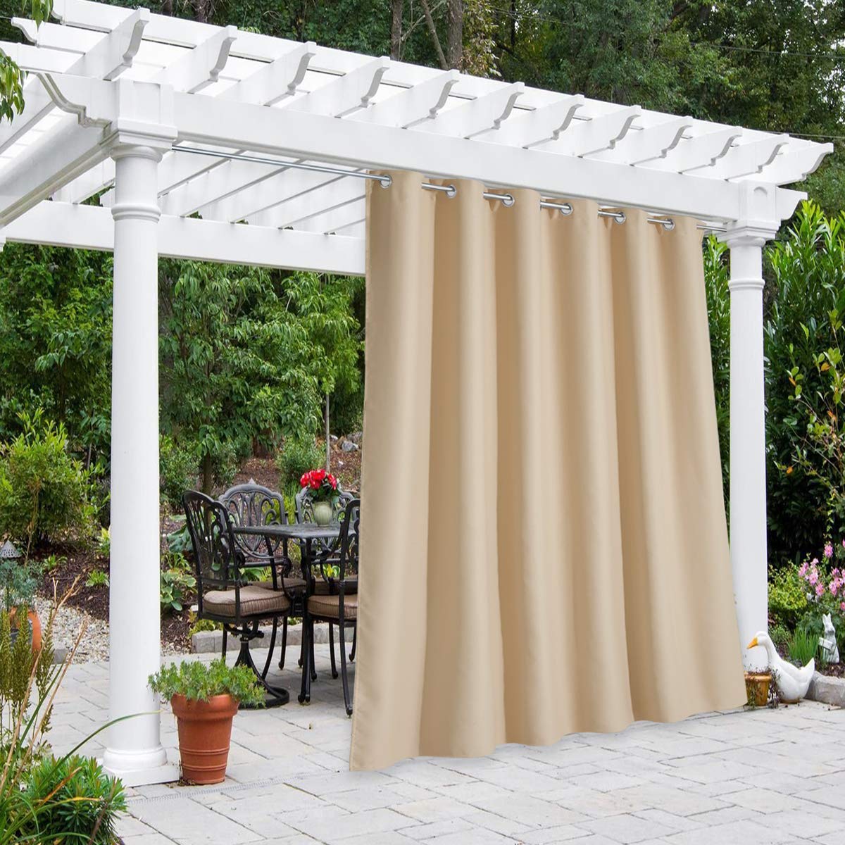 Nicetown Outdoor Blind For Patio Waterproof, Rustproof Grommet Room Darkening Light Blocking Privacy Protect Outdoor Curtain For