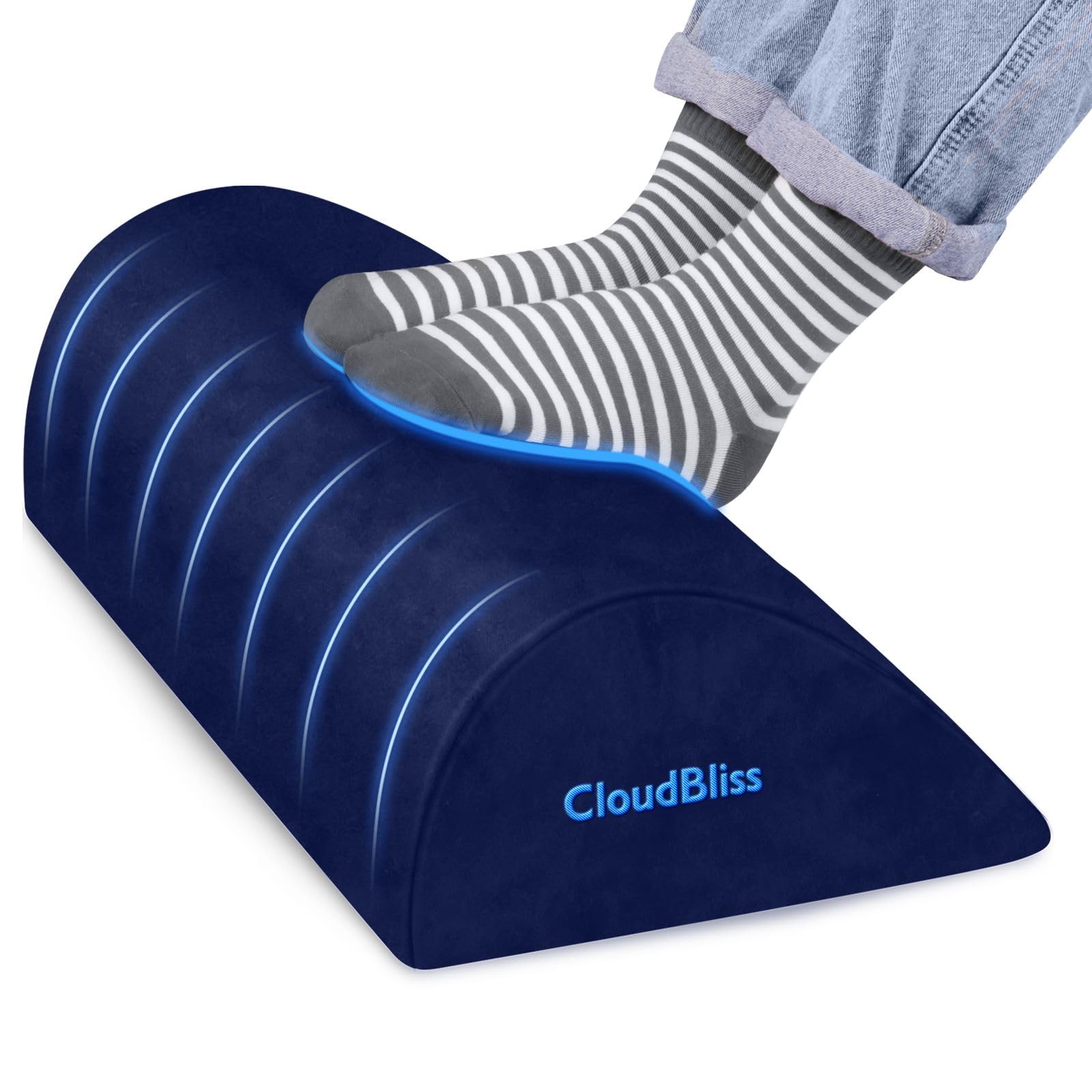 Cloudbliss Foot Rest For Under Desk At Work,Office Desk Accessories With Soft Foam And Washable Removable Cover, Foot Stool For Office, Car, Home To Foot Support And Relax Ankles, Blue